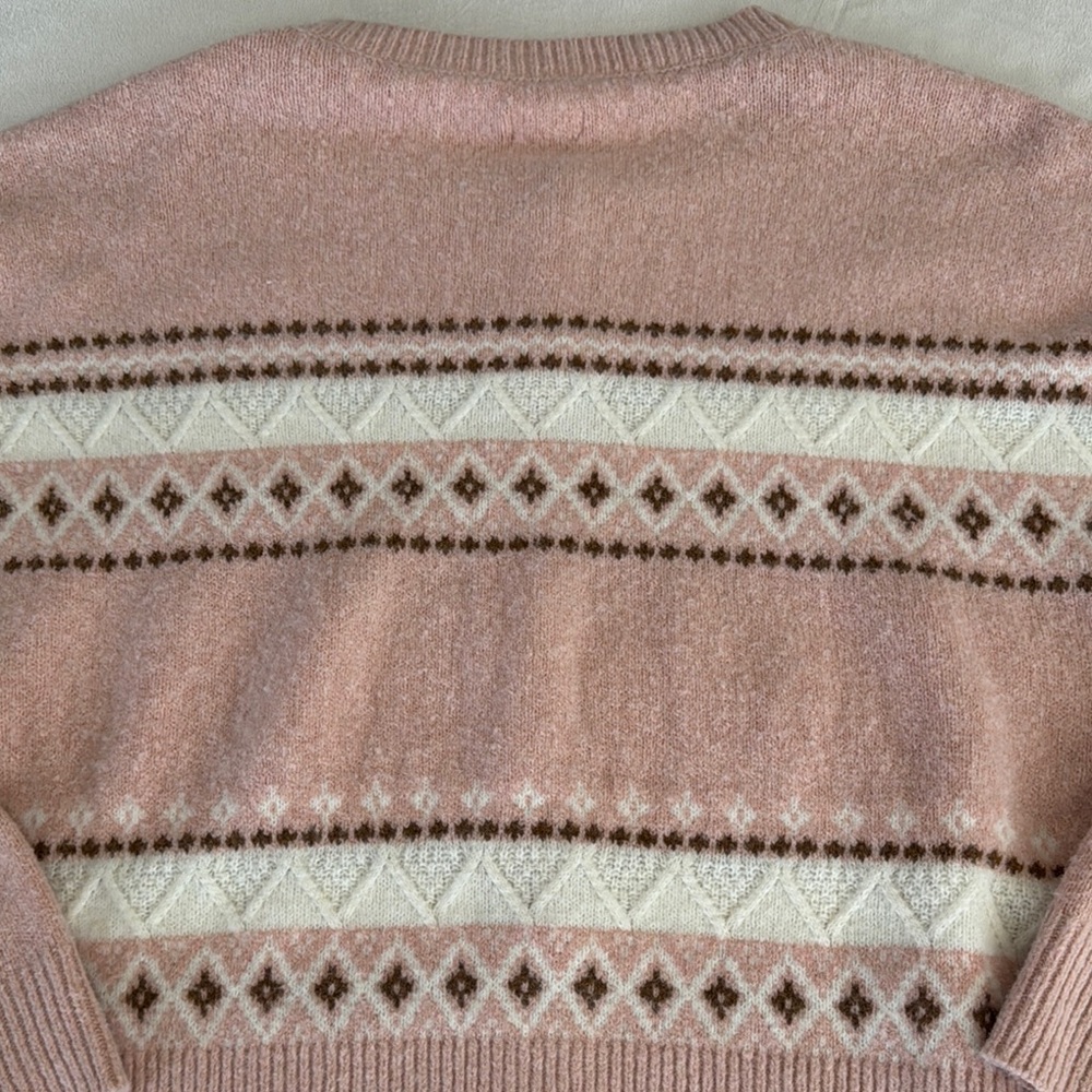 Aerie fuzzy Pink Patterned Women's Sweater - Picture 12 of 14